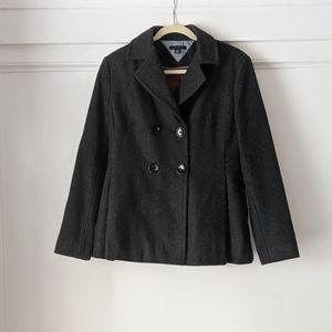 Tommy Hilfiger Charcoal Wool Blend Peacoat Jacket